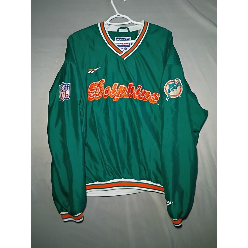 Vintage Reebok Pro Line Miami Dolphins XL Pullover Jacket Lined 90s Dan Marino